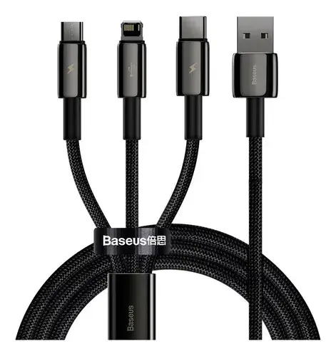 Cable 3 en 1 USB a Micro USB / Lightning / USB-C 3.5A